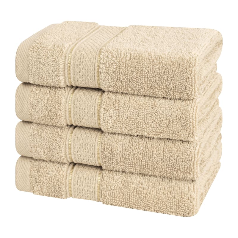 American Soft Linen, Salem Luxury 4 Pack Washcloth Set, %100 Combed Cotton, 13 x 13 Washcloths - Sand Taupe