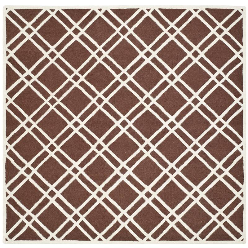 SAFAVIEH Handmade Cambridge Polona Modern Moroccan Wool Rug - 6' Square - Dark Brown/Ivory