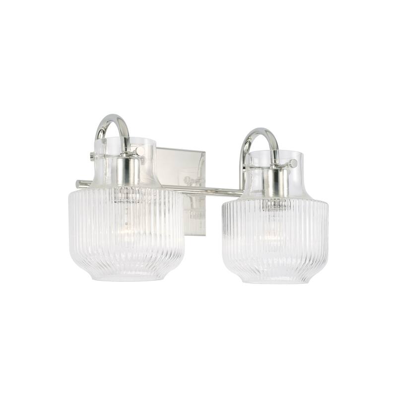 Nyla 2-light Bath/ Vanity w/ Clear Fluted Glass - Polished Nickel