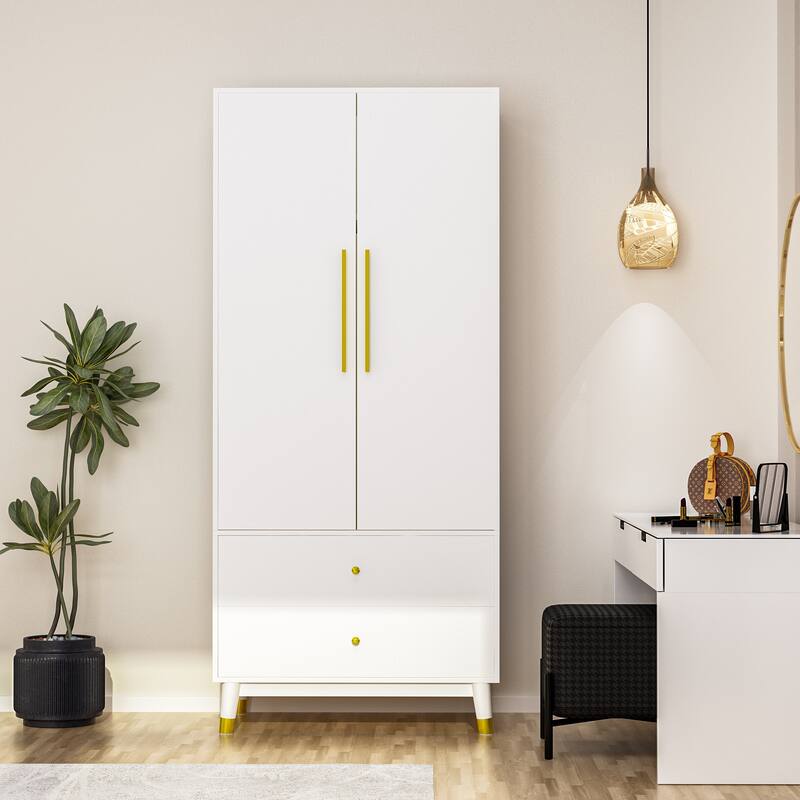 31.5"Wx70.9"H Armoire Wardrobe Storage Cabinet Closet Hanging Drawers