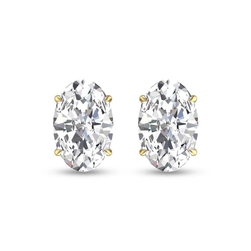 Marquee Lab Grown 1/2 Carat Oval Solitaire Diamond Earrings in 14K Yellow Gold