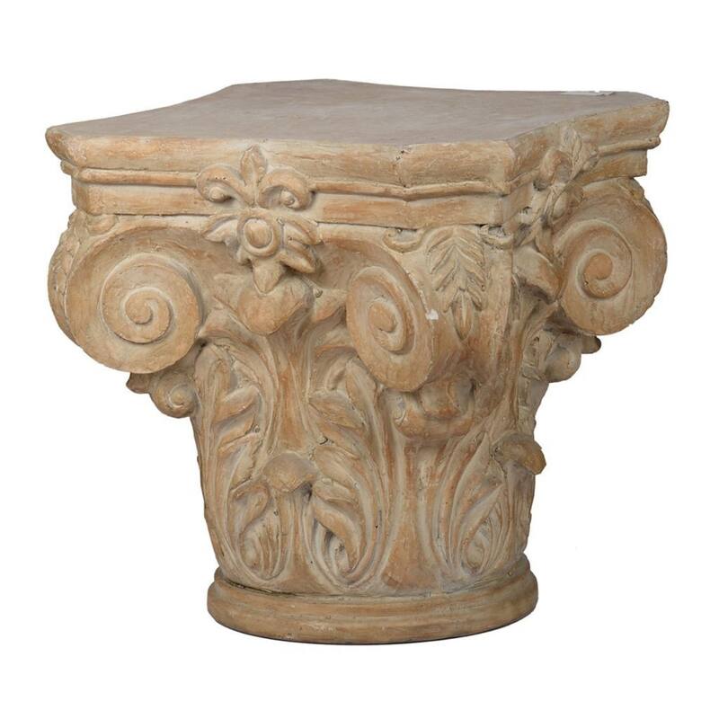18.5 Brown and Beige Large Roman Column Cap Pedestal