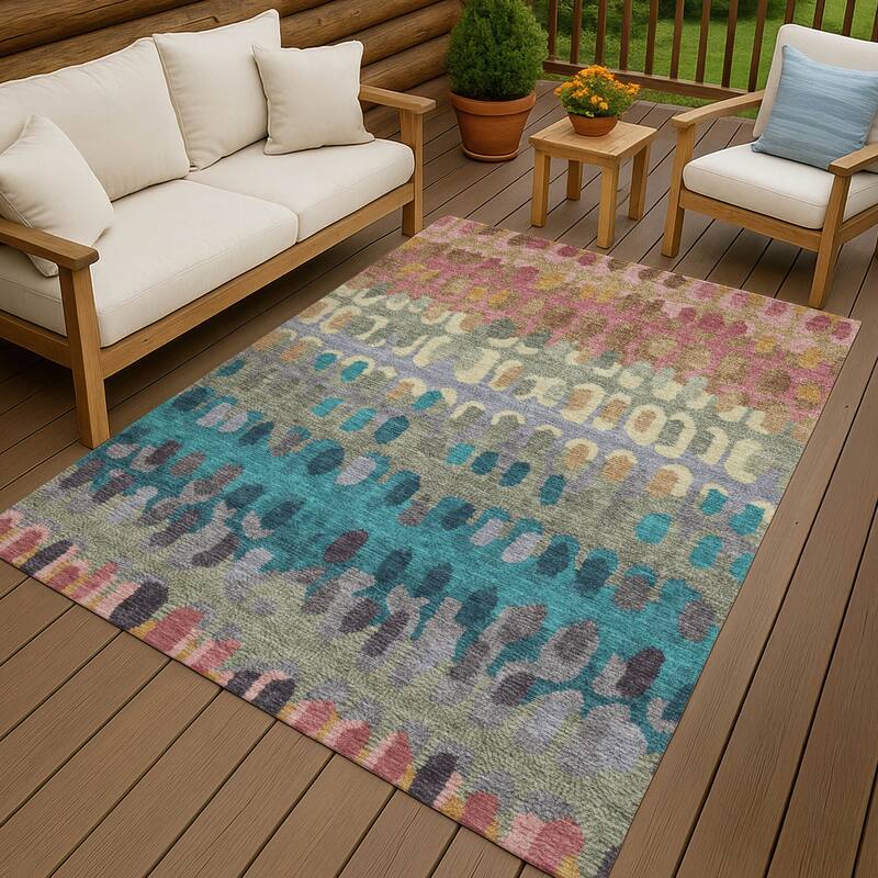 Machine Washable Indoor/ Outdoor Modern Trezze Chantille Rug