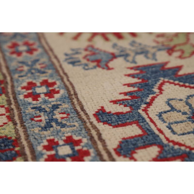 Hand Knotted Oriental 100% Wool Carpet Traditional Geometric Red Kazak Area Rug - 12' 10'' X 9' 6''