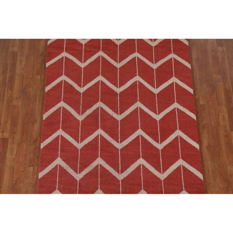 Hand Knotted Oriental 100% Wool Carpet Modern All-Over Red Gabbeh Area Rug - 7' 11'' X 4' 11''