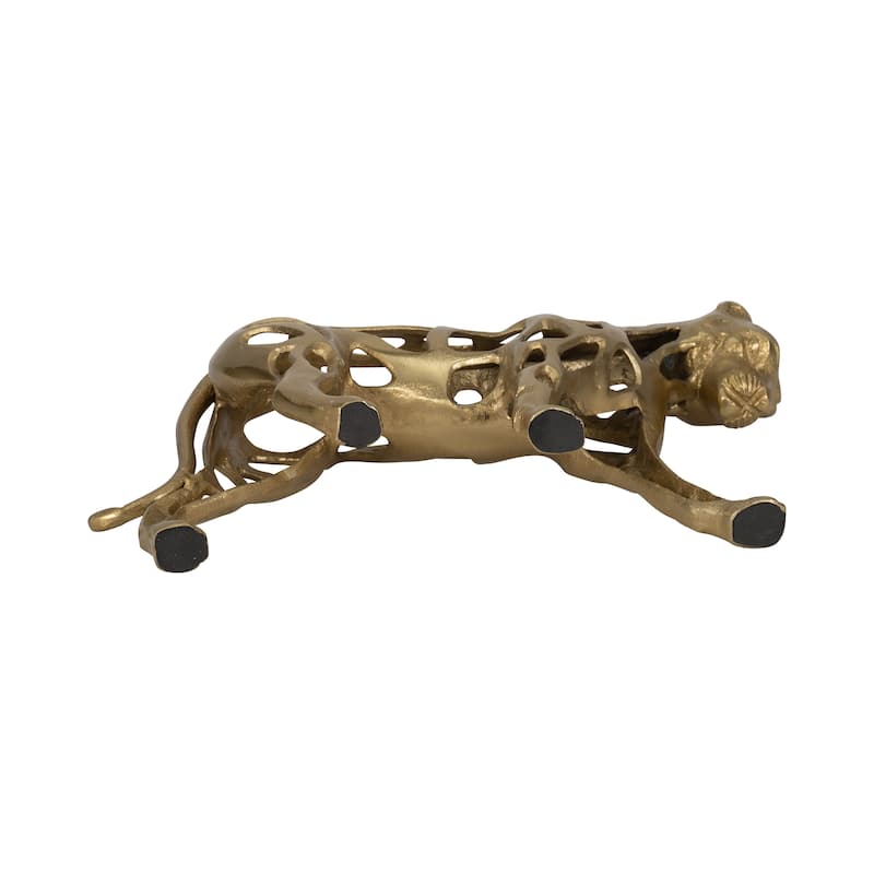 Sagebrook Home's Gold Metal Lioness Figurine - Aluminum 14-Inch Art Piece for Sophisticated Home Decor - 14" x 4" x 8"