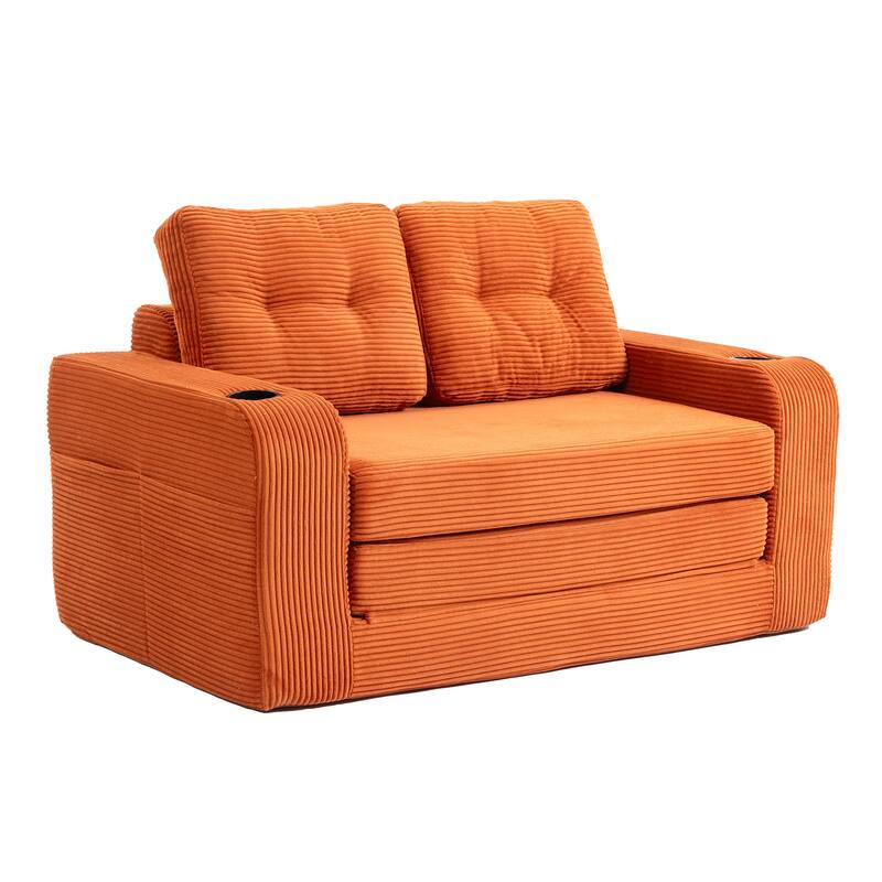 Convertible Sofa Bed, Expandable double Sofa Bed, 2 in 1 Convertible Sofa Bed, Fold Out Floor Couch with Pillows