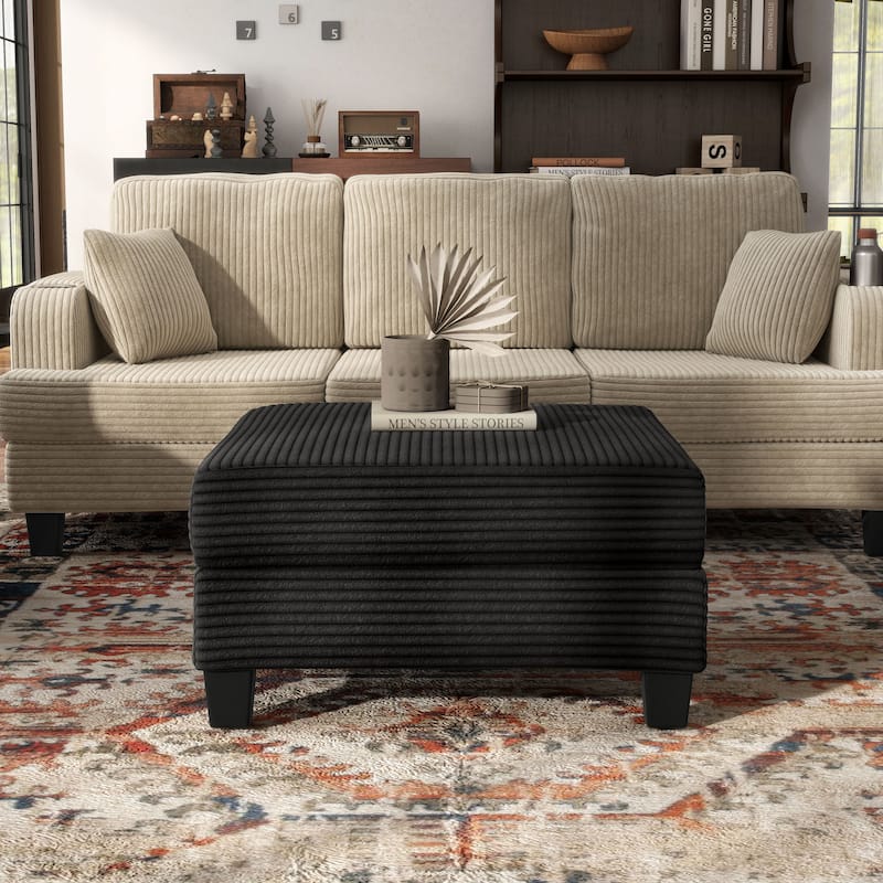 Furniture of America Xenia Modern Chenille Ottoman with Storage