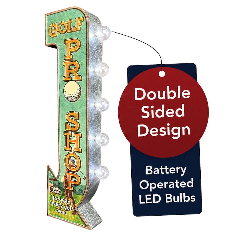 Metal LED Golf Pro Shop Marquee Wall Sign - 27" x 6" x 3"
