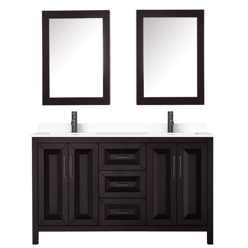Wyndham Collection Daria 60" Free Standing Double Basin Vanity Set