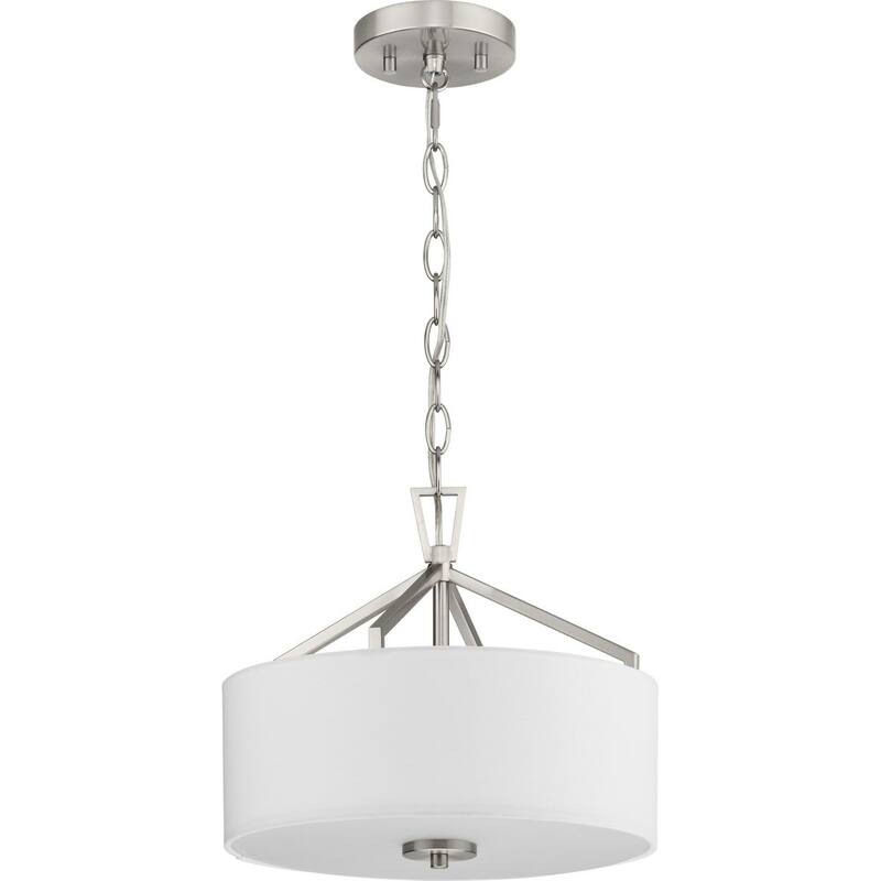Goodwin Collection 13 in. Two-Light Brushed Nickel Modern Farmhouse Semi-Flush Mount Convertible - 13 in x 13 in x 9.87 in