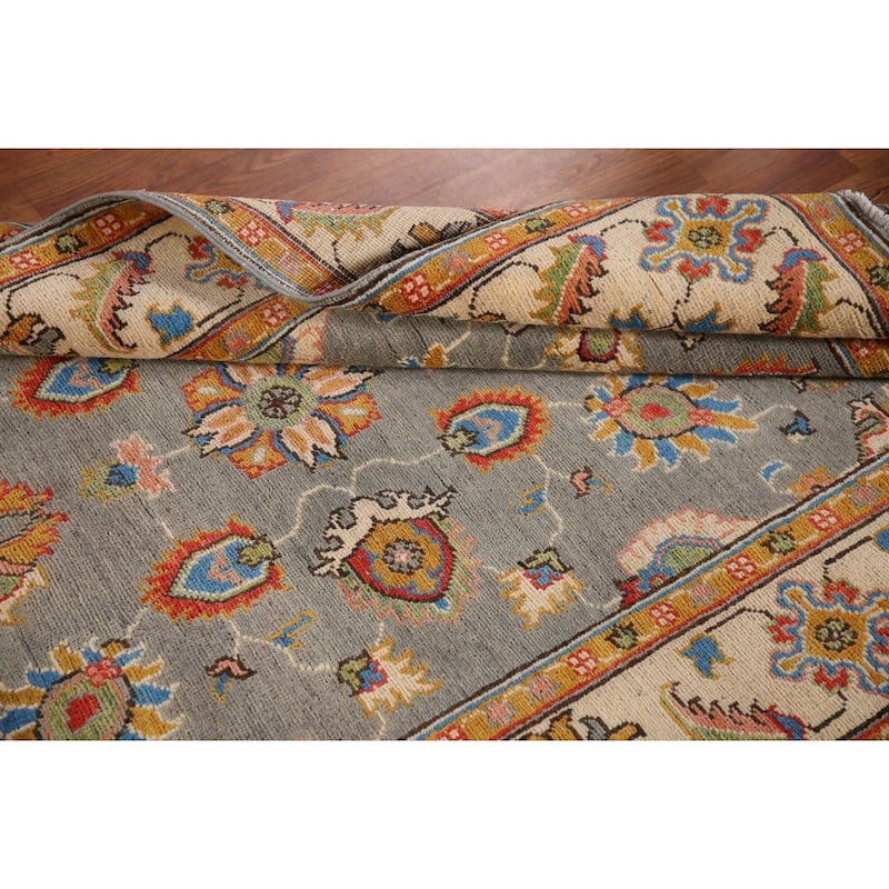 Gray Kazak Oriental Area Rug Hand-Knotted Wool Carpet - 4'1"x 6'4"