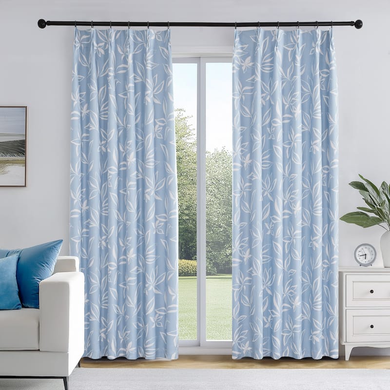 Deconovo Recycled Pinch Pleat Blackout Curtains for Bedroom 2 Panels - 40W x 84L - Blue-Britta