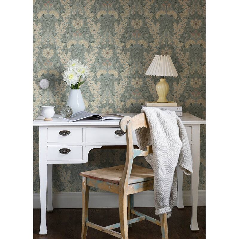 A-Street Prints Ojvind Light Blue Floral Ogee Wallpaper