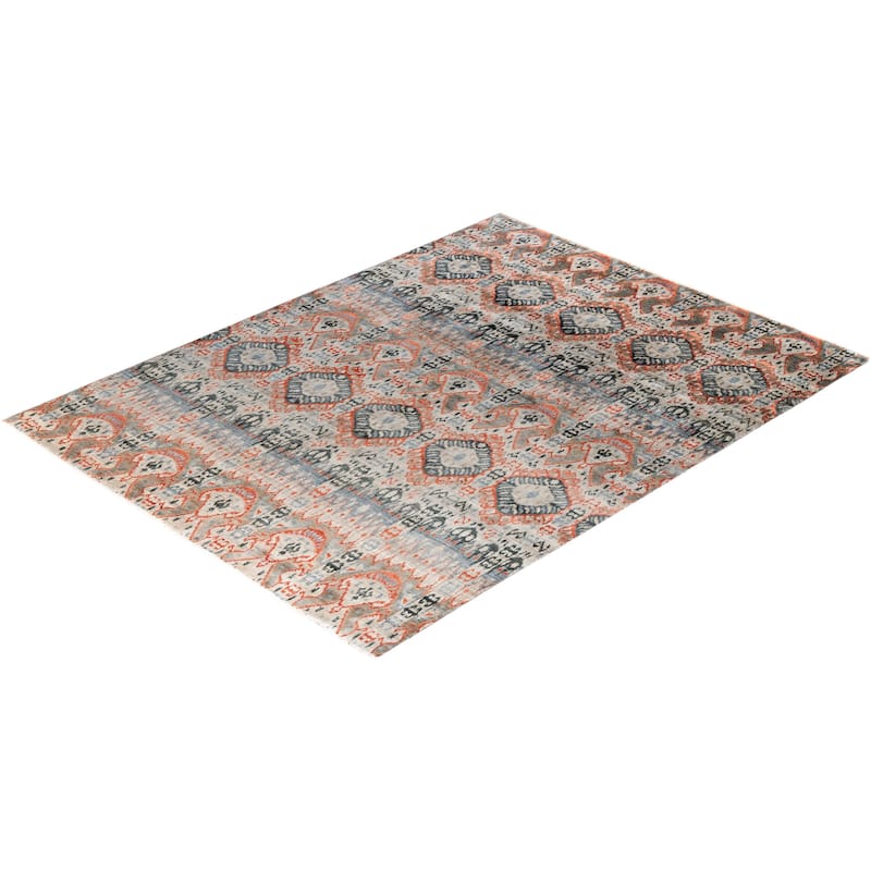 Ikat One-of-a-Kind Hand-Knotted Area Rug, Gray - 9' 0" x 11' 10"