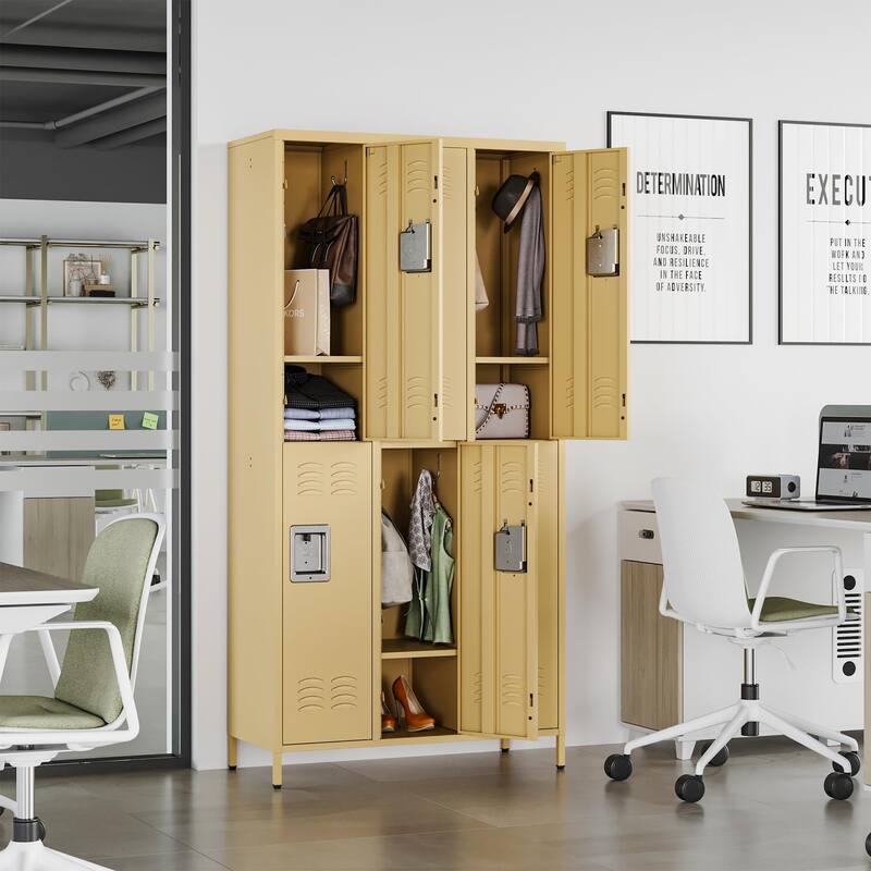 2 Tier Metal Lockers with 6 Doors for Employee School Gym
