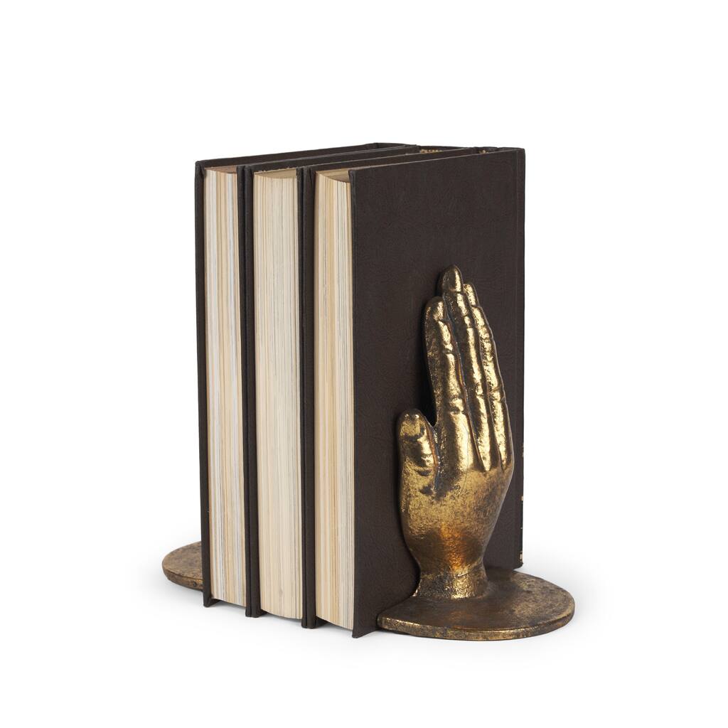 Praying Hands Gold Cast Iron Book Ends - 5.9L x 4.7W x 7.2H