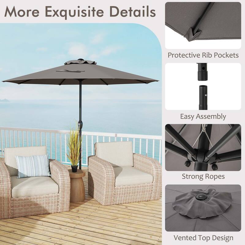 Gymax Outdoor Patio Umbrella Modern Table Umbrella w/8 Heavy Duty Ribs