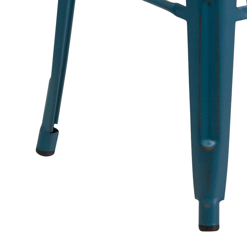 4 Pack 30"H Backless Distressed Metal Indoor-Outdoor Barstool