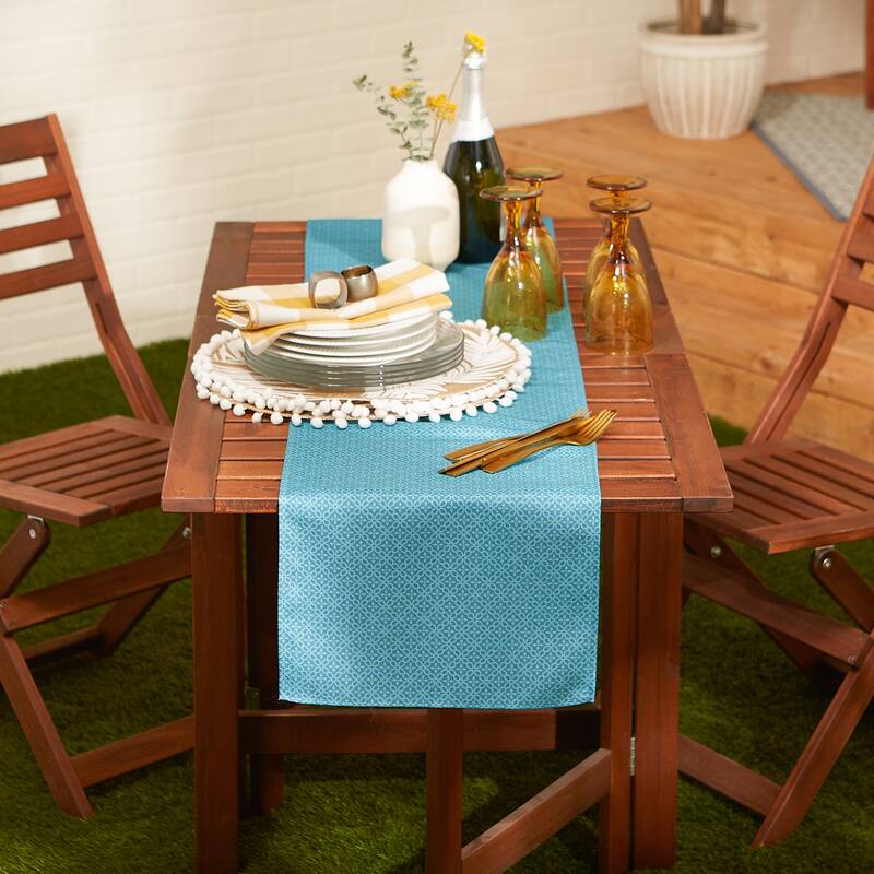 DII Stone Tonal Lattice Print Outdoor Table Runner