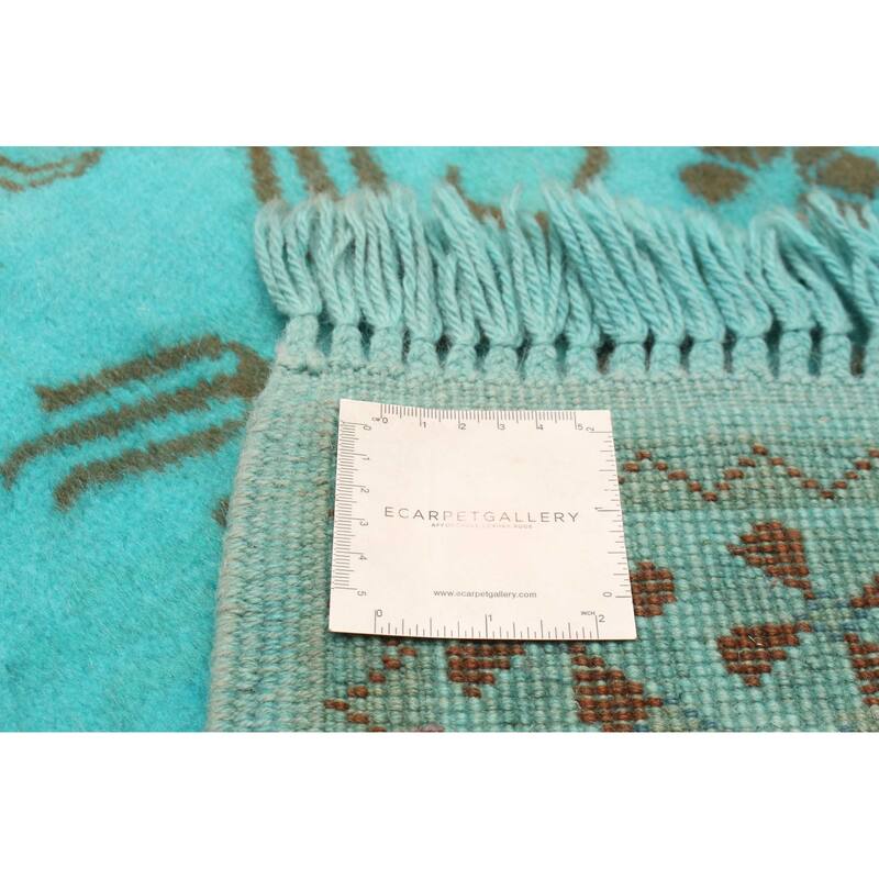 ECARPETGALLERY Hand-knotted Color Transition Turquoise Wool Rug - 2'8 x 9'6