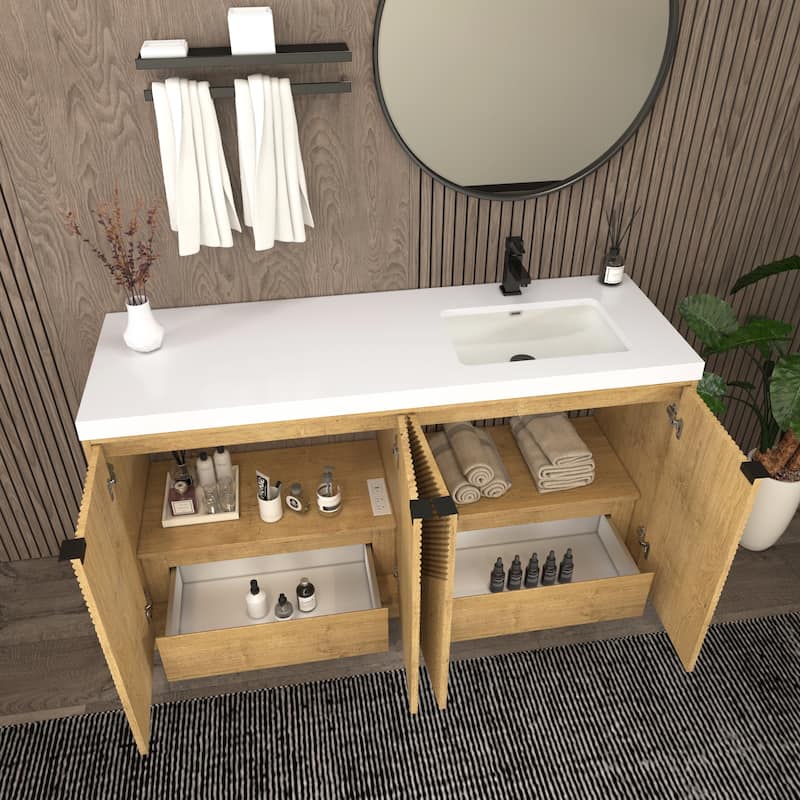 Milano 60" Freestanding Bathroom Vanity with Right White Sink