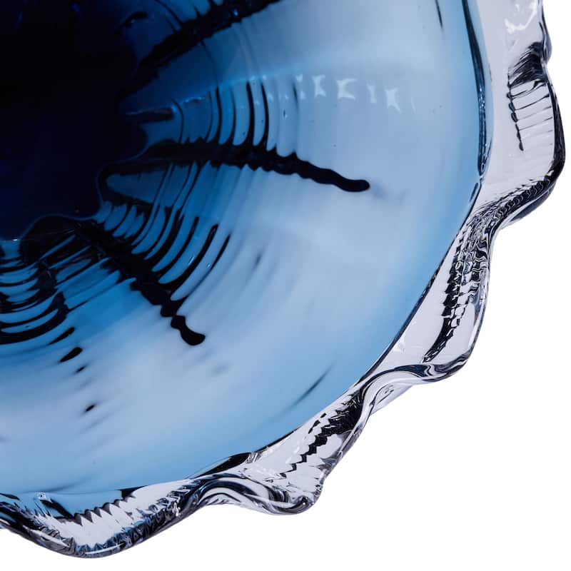 Cascade Petal Platter Scalloped Edge Glass Decorative Bowl for Home