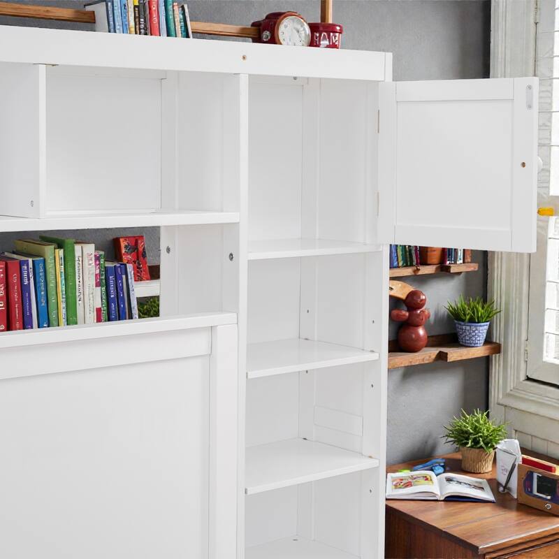 Wooden Platform Bed with Storage Headboard, Drawers, Twin Trundle and Built-In Outlets