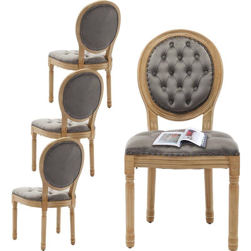 French Style Solid Wood Dining Chair with Nailhead Set of 4
