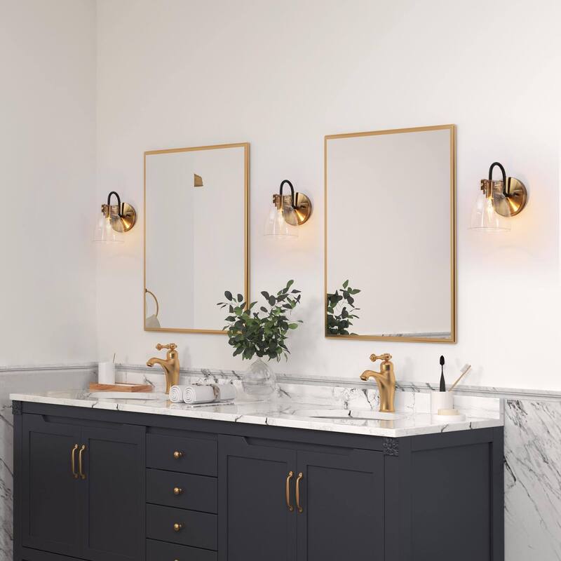 Coria Mid-Century Modern 1-light Glass Wall Sconces Linear Bathroon Vanity Lights