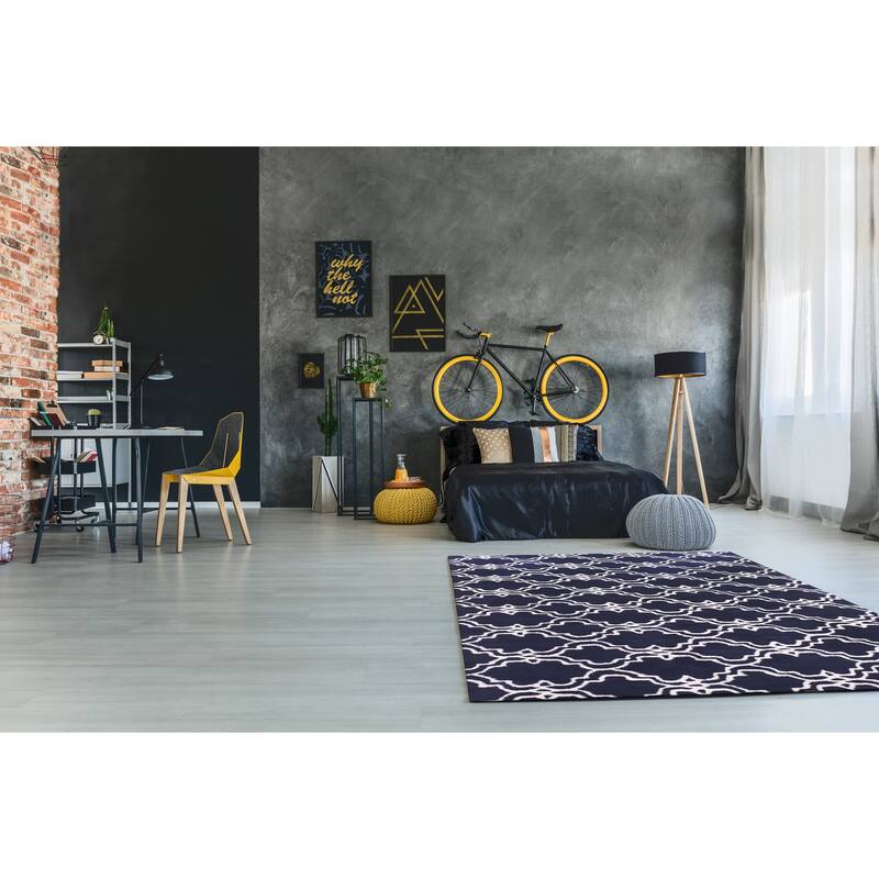 Hand-Tufted Wool Blue Traditional Trellis Moroccan Rug - Timeless Elegance and Luxurious Craftsmanship - 5' x 8' - 5' x 8' - Blue