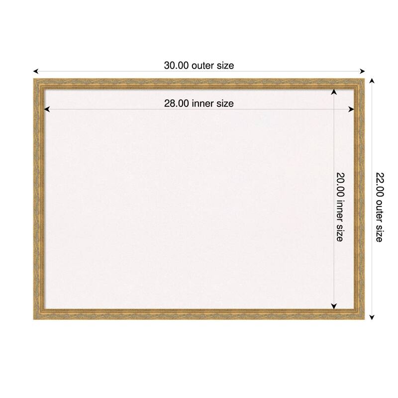 Mila Dark Gold Wood Framed Cork Board - Bulletin Board, Organization Board, Pin Board - White - 30 x 22 in