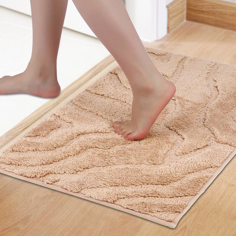 Bathroom Rug, Non Slip Soft Absorbent Mat, Rubber Backing Quick Dry Microfiber Rugs for Shower Floor, Bath Accessories Decor - Khaki