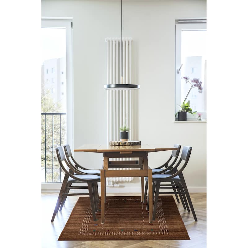 ECARPETGALLERY Hand Loomed Kashkuli Gabbeh Burnt Orange Wool Rug - 5'0 x 7'7