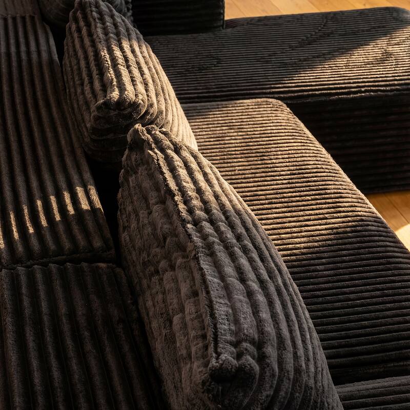 Oversized Modular Sectional Sofa, No Assembly Required, Corduroy Fabric, Deep Seat Cloud Couch with Chaise Foam Sofa