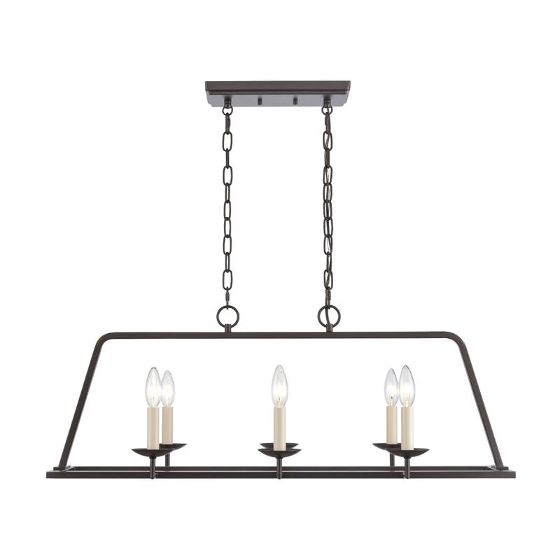 Joanie 34-inch Wide 6-Light Linear Chandelier - 34in W x 14in D x 12.75in H - Old Bronze