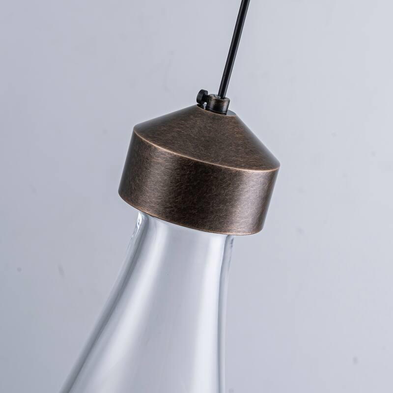 1-Light 5" Modern Teardrop Glass Integrated LED Pendant Light In Bronze Finish for Kitchen Island or Study Room - W5''