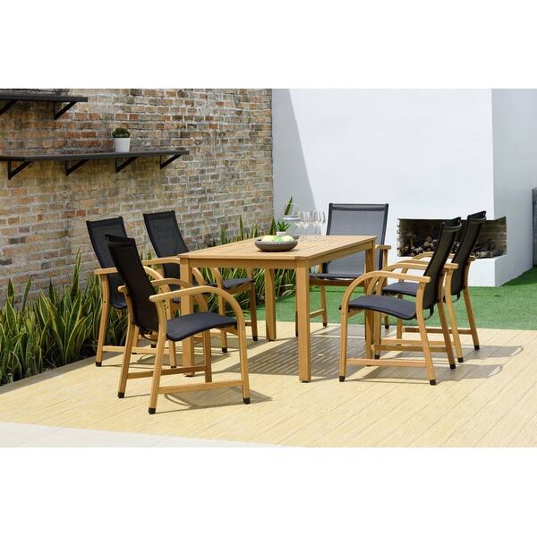 LifestyleGarden 7pc Outdoor Wood Dining Set (Teak Finish) 7Piece On Sale Bed Bath