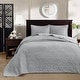 preview thumbnail 52 of 132, Madison Park Mansfield Reversible Oversized 3-piece Solid Texture Bedspread Quilt Set with Matching Shams Grey - King