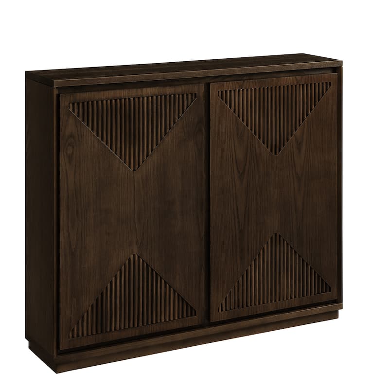 Mid-Century Small Storage Cabinet, Narrow Buffet Sideboard with Doors & Shelves Wood Credenza for Entryway, Hallway, Kitchen