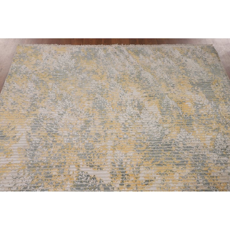 All-Over Striped Abstract Area Rug Handmade Wool Carpet - 5'6"x 7'6"