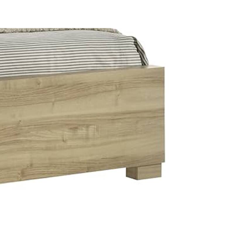 Amey King Panel Bed with Built In Light, White Trim, Brown Driftwood