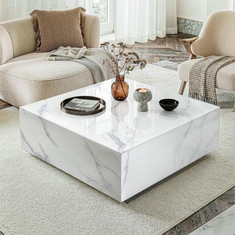 Faux Marble Square Coffee Table