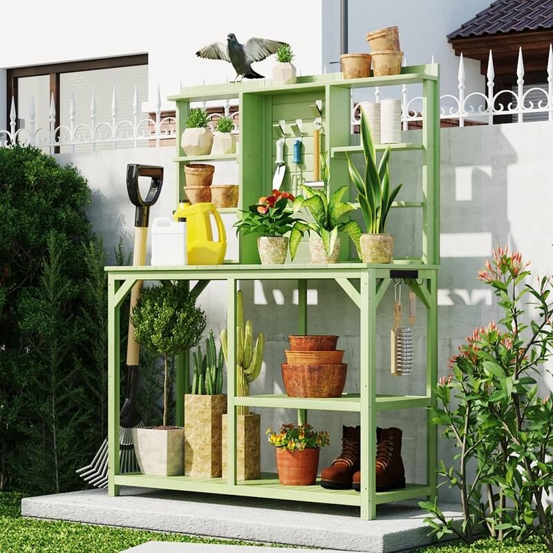 Large Outdoor Potting Bench, Garden Potting Table, Wood Workstation