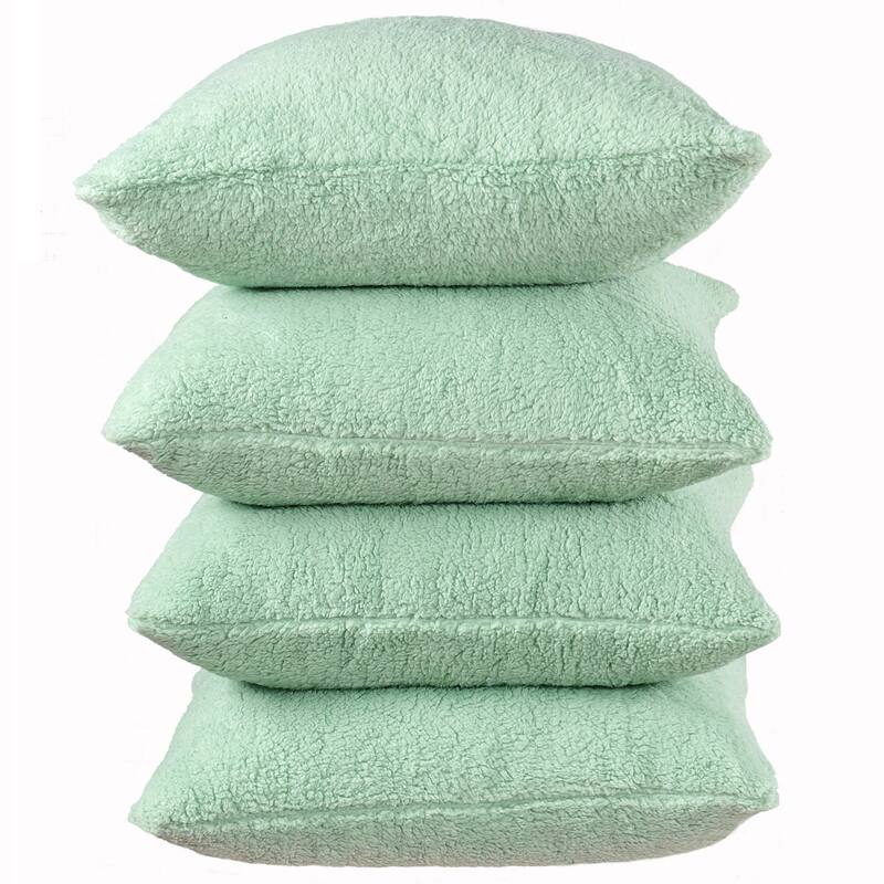 Accent Sherpa Pillow Cover Set of 4 20Inch x 20Inch, NO INSERT