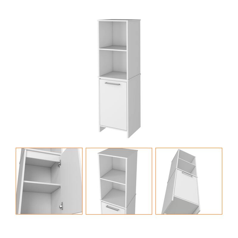 Danforth Pantry Cabinet, Single Door Cabinet, Four Shelves