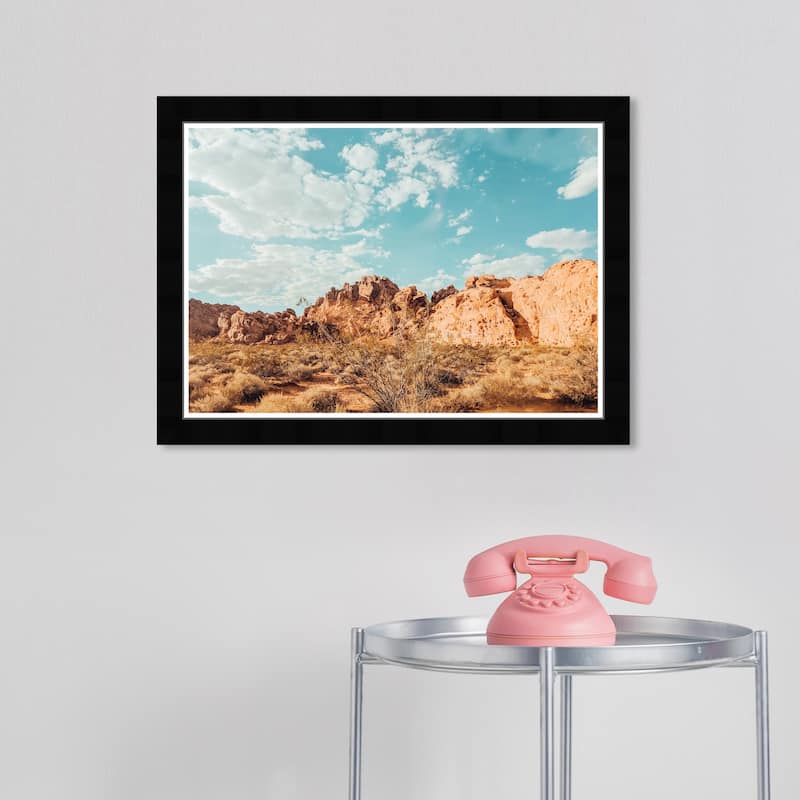 Wynwood Studio Prints Nature and Landscape Rocks at Sunlight Brown and Modern & Contemporary Wall Art Canvas Print - Black