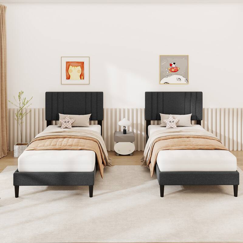 Gymax Twin / Full / Queen Size Bed Frame w/ Vertical Channel Tufted