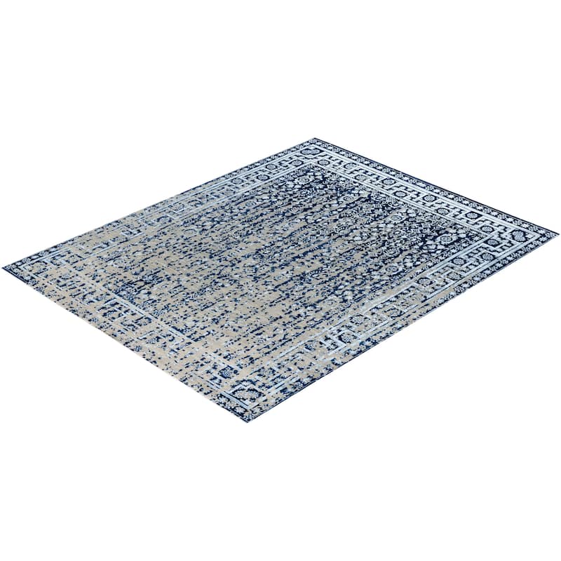 Ikat One-of-a-Kind Handmade Area Rug, Blue - 8' 0" x 10' 2"