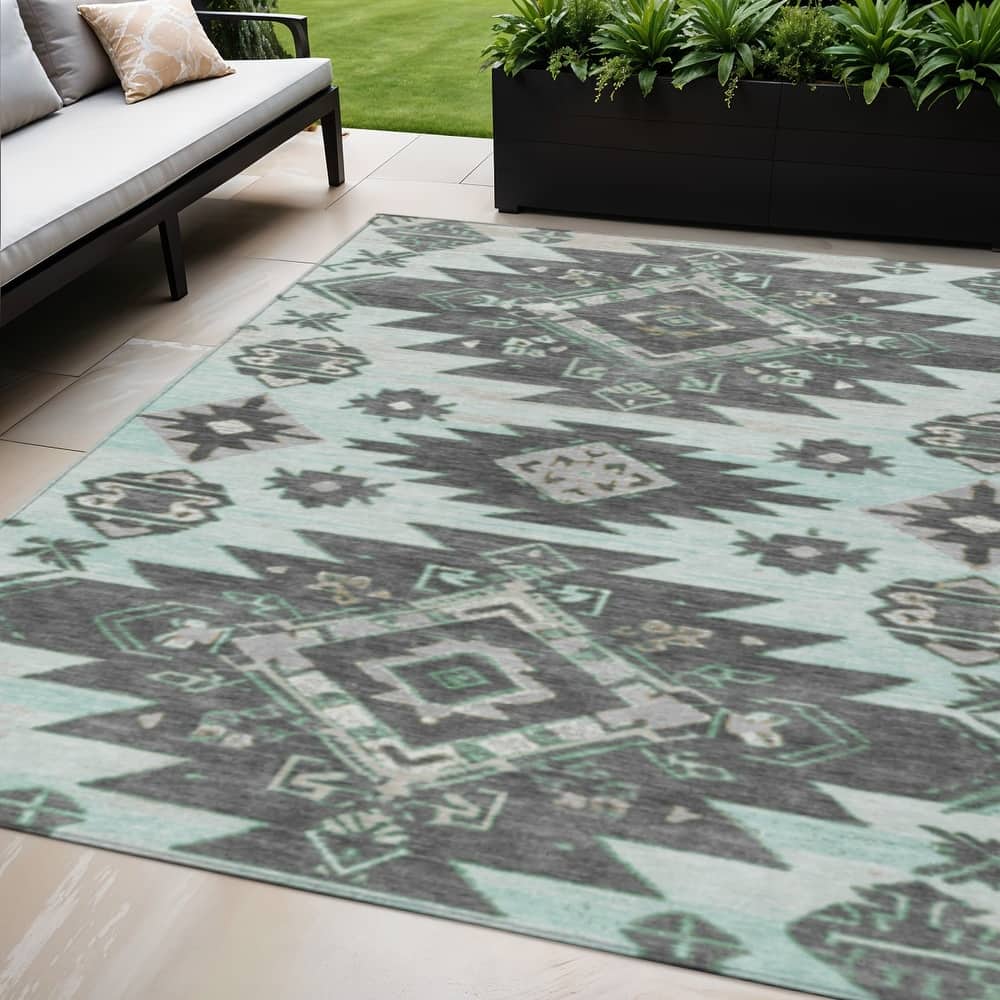 HomeRoots Tribal Transitional Rectangle Outdoor Rug